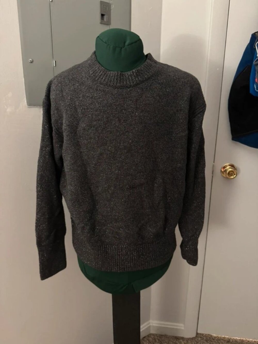Grey Knit Sweater with Interwoven Sparkles